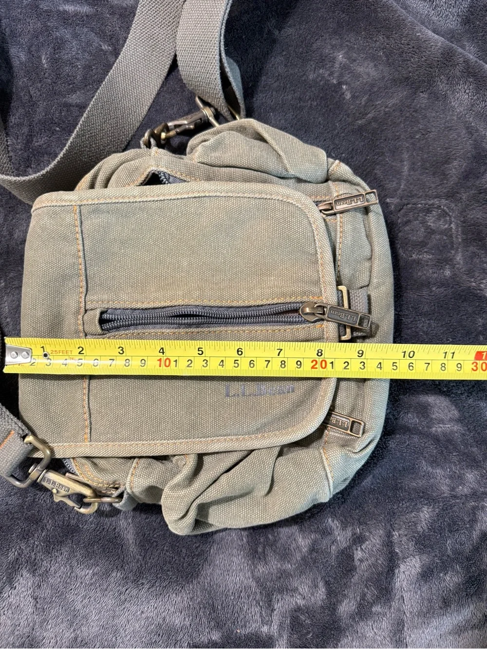 LL Bean Vintage Small Army Green Canvas Crossbody Messenger Shoulder Utility Bag